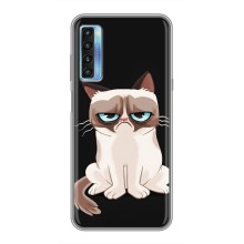 Чехол с принтом для TCL 20L (AlphaPrint) Модные коты (Грустный кот)