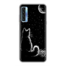 Чехол с принтом для TCL 20L (AlphaPrint) Модные коты (Котик и луна)