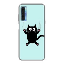 Чехол с принтом для TCL 20L (AlphaPrint) Модные коты (Падающий кот)