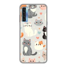 Чехол с рисунком кот на TCL 20L (Коллаж котов)