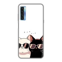 Чехол с рисунком кот на TCL 20L (Коты в очках)
