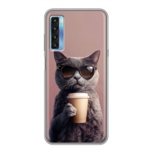 Чехол с принтом стильные животные для 20Л (Кот с кофе)