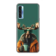 Чехол с принтом стильные животные для 20Л (Лось с кофе)