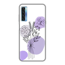 Силконовий чохол з принтом в квітах на TCL 20L – Фіолетовий букет