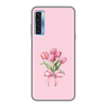 Чехол с розовым рисунком для TCL 20L (Букет цветов)