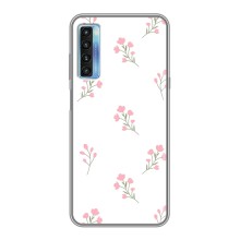 Чехол с розовым рисунком для TCL 20L (Розовые цветы)