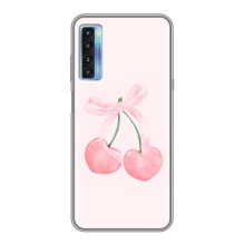 Чехол с розовым рисунком для TCL 20L (Розовые вишни)