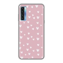 Чехол с розовым рисунком для TCL 20L (Сердечки на розовом)