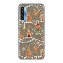 Новогодние, Праздничные Чехлы для TCL 20L - 2024 год (Новогодние пряники)