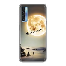 Новогодние, Праздничные Чехлы для TCL 20L - 2024 год (Санта на луне)