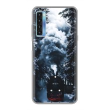 Новогодние, Праздничные Чехлы для TCL 20L - 2024 год (Зимний поезд)