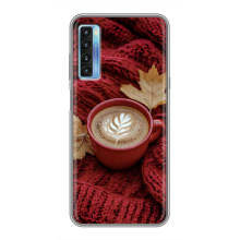 Чехол с уникальным дизайном «Осень с кофе» для TCL 20L – Кофе на пледе