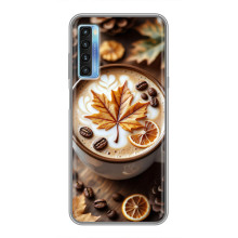 Чехол с уникальным дизайном «Осень с кофе» для TCL 20L – Пряный кофе