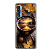 Чехол с уникальным дизайном «Осень с кофе» для TCL 20L – Тёмный кофе