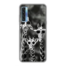 Силиконовый чехол с КАРТИНКАМИ лето для TCL 20L (AlphaPrint) (Жирафы в очках)