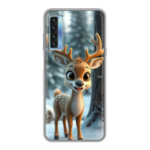 Яркий чехол для TCL 20L с Зимними Оленятами – Оленёнок в лесу