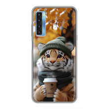 Друкований чохол 'Звірята з кавою' для TCL 20L – Тигр з кавою