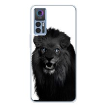 Чехлы с картинками животных TCL 30 Plus (Черный ЛЕВ)