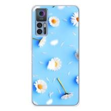 Чохол з Квітами для TCL 30 Plus (ромашки на блакитному)