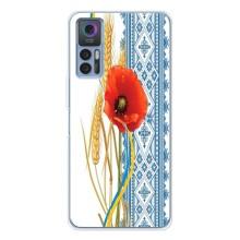 Силиконовый Чехол на TCL 30 Plus с картинкой Вышиванки – Вышиванка с цветком
