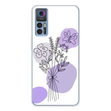 Силиконовый чехол с принтом в цветах на TCL 30 Plus – Фиолетовый букет
