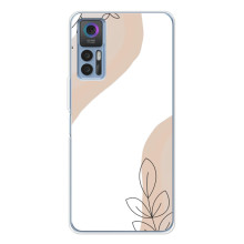 Силиконовый чехол с принтом в цветах на TCL 30 Plus – Нюдовый дизайн