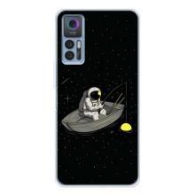 Силиконовый Чехол с принтом "Космонавты" на TCL 30 Plus – Космонавт на рыбалке