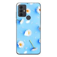 Чохол з Квітами для TCL 30 SE (ромашки на блакитному)