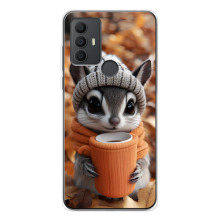 Печатный чехол «Зверята с кофе» для TCL 30 SE
