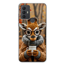 Печатный чехол «Зверята с кофе» для TCL 30 SE – Жираф с кофе