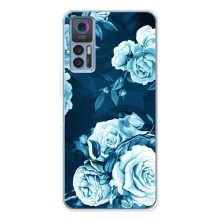 Чехлы (ART) Цветы на TCL 30 (VPrint) (Голубые Бутоны)