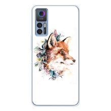 Чехлы с картинкой Лисички для TCL 30 (VPrint) (Лисичка в цветочках)