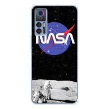 Силиконовый бампер с принтом "Наса" на TCL 30 (Nasa на луне)