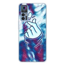 Чехол с принтом для TCL 30 (AlphaPrint - Знак сердечка) (Радужное сердце)