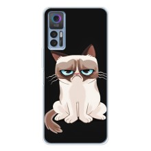 Чехол с принтом для TCL 30 (AlphaPrint) Модные коты (Грустный кот)