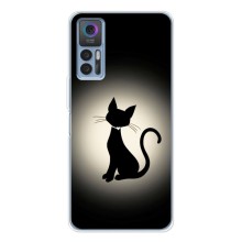 Чехол с принтом для TCL 30 (AlphaPrint) Модные коты (Силуэт котика)