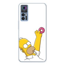 Чехол с Симпсонами для TCL 30 (VPrint) (Гомер с пончиком)