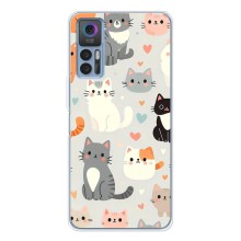 Чехол с рисунком кот на TCL 30 (Коллаж котов)