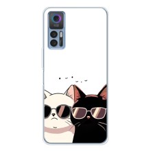 Чехол с рисунком кот на TCL 30 (Коты в очках)