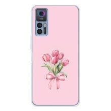 Чехол с розовым рисунком для TCL 30 (Букет цветов)