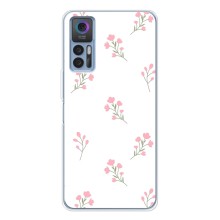 Чехол с розовым рисунком для TCL 30 (Розовые цветы)