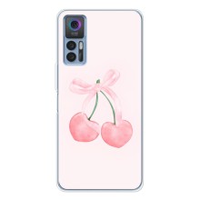 Чехол с розовым рисунком для TCL 30 (Розовые вишни)
