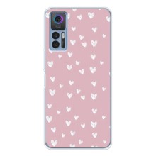 Чехол с розовым рисунком для TCL 30 (Сердечки на розовом)