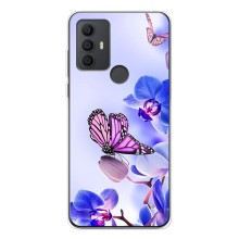 Чохли з квітами для TCL 306 (VPrint) (Метелик на квітах)