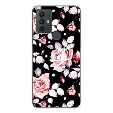Чохли з квітами для TCL 306 (VPrint) (Квіти на чорному)