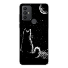 Чохол з принтом для TCL 306 (AlphaPrint) Модні коти (Котик і місяць)