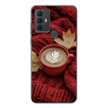 Чехол с уникальным дизайном «Осень с кофе» для TCL 306 – Кофе на пледе