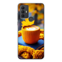 Чехол с уникальным дизайном «Осень с кофе» для TCL 306 – Кофе с жёлтым