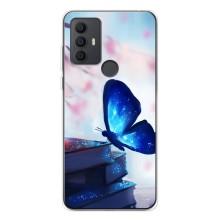 Силиконовый бампер с картинкой животных для TCL 306 (Бабочка синяя)