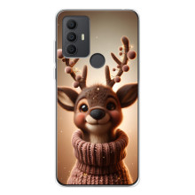Яскравий чохол для TCL 306 з Зимові Оленята – Олень в светрі